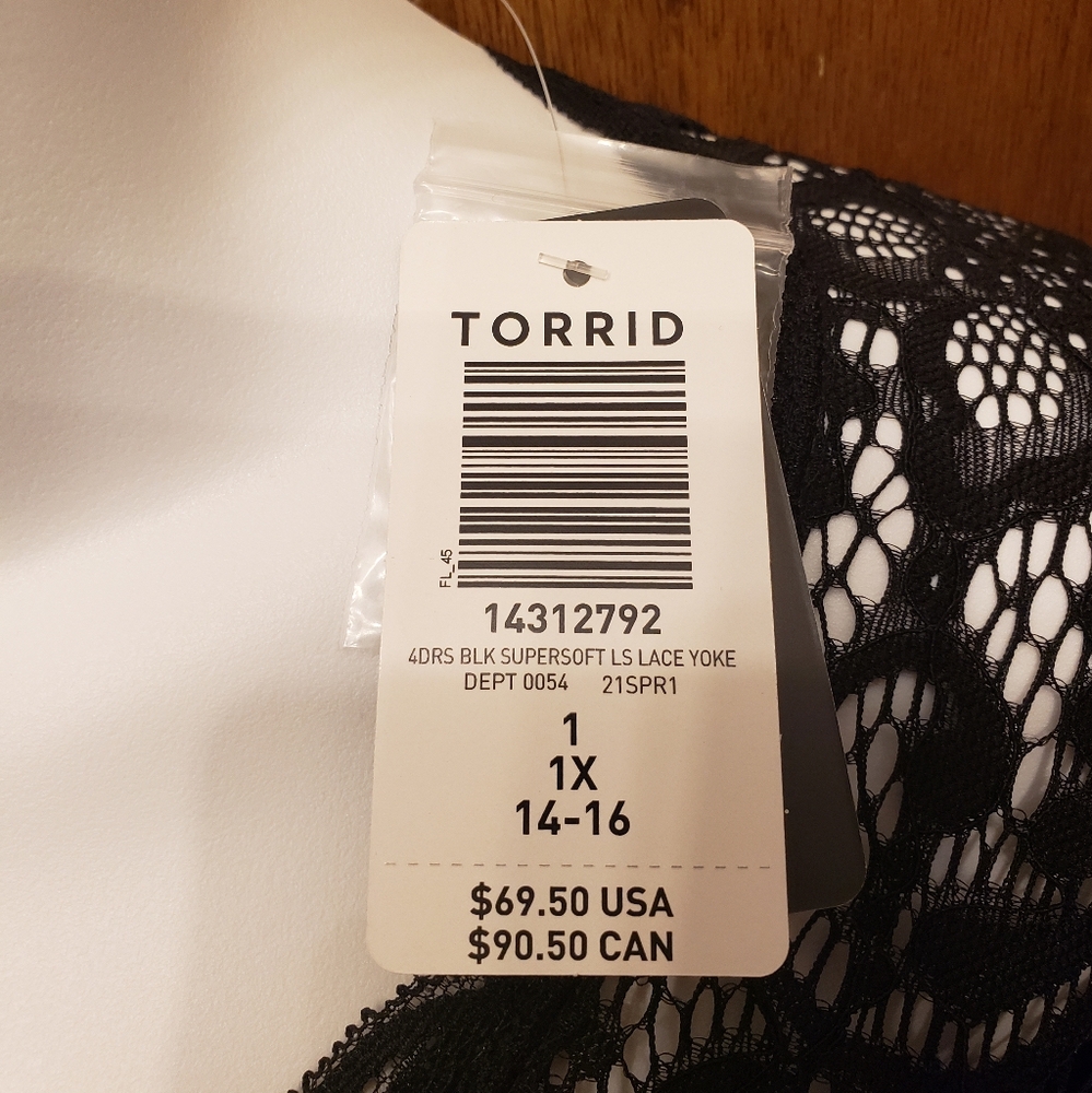 NWT Torrid Midi Dress, Black Super Soft and Lace, size 1 - Picture 4 of 7